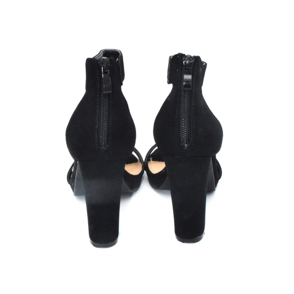 NWT Windsor Black Heeled Sandal Vegan Leather Black Chunky Heel - Picture 5 of 6